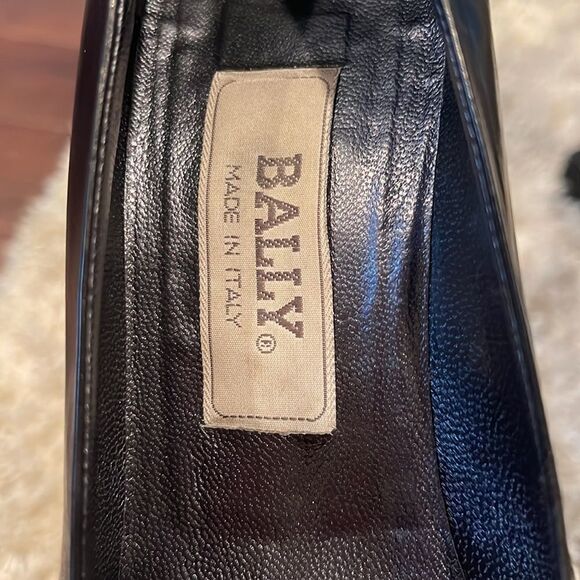 Bally Vintage Kathleen Leather Black Pump Heels Unique Cognac Details Sz 7 - Picture 9 of 12